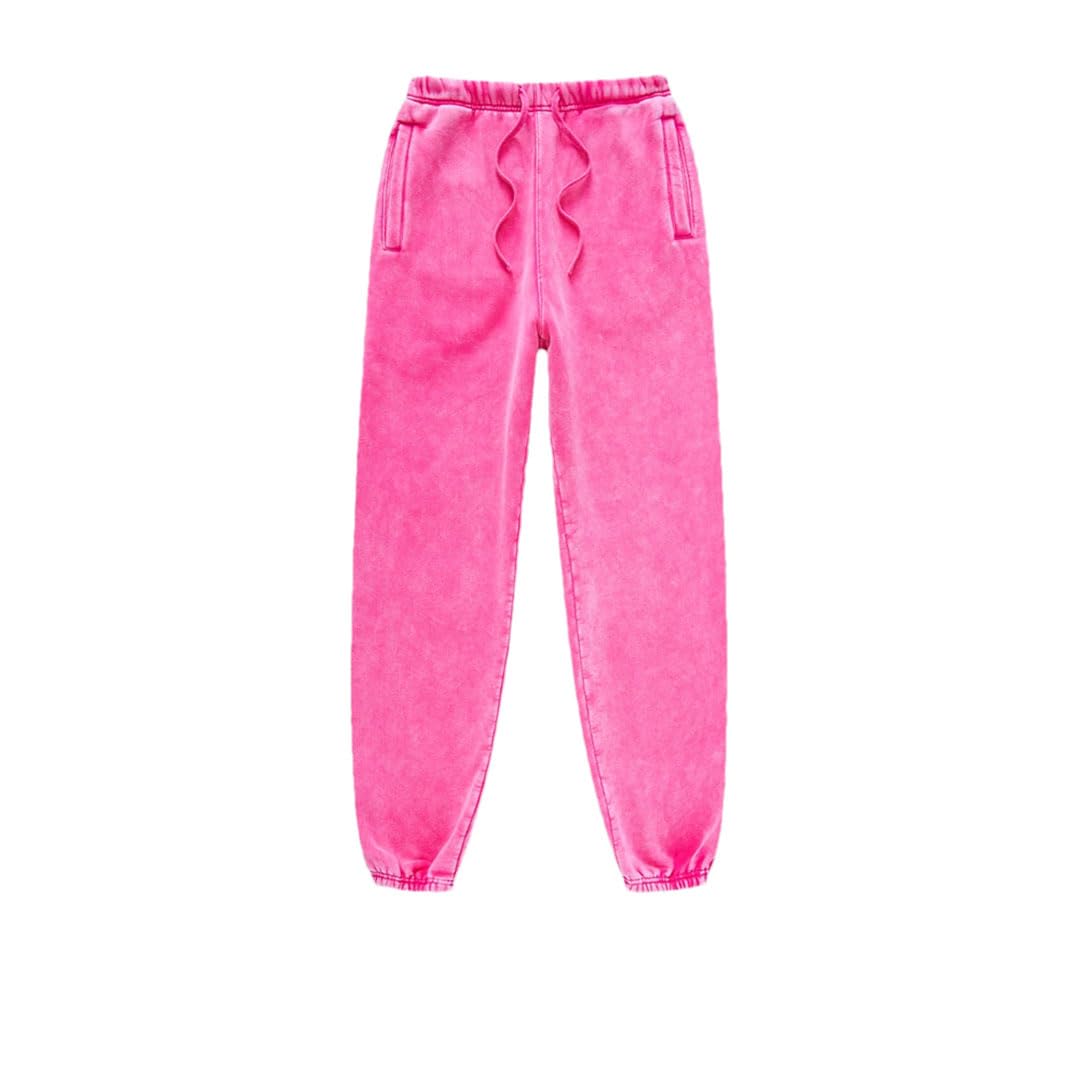 Men's Retro Fleece Sweatpants Elastic Waist Loose Fit Casual Solid Joggers Pants