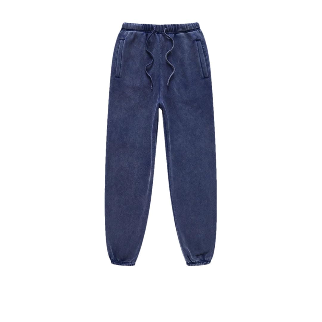 Men's Retro Fleece Sweatpants Elastic Waist Loose Fit Casual Solid Joggers Pants