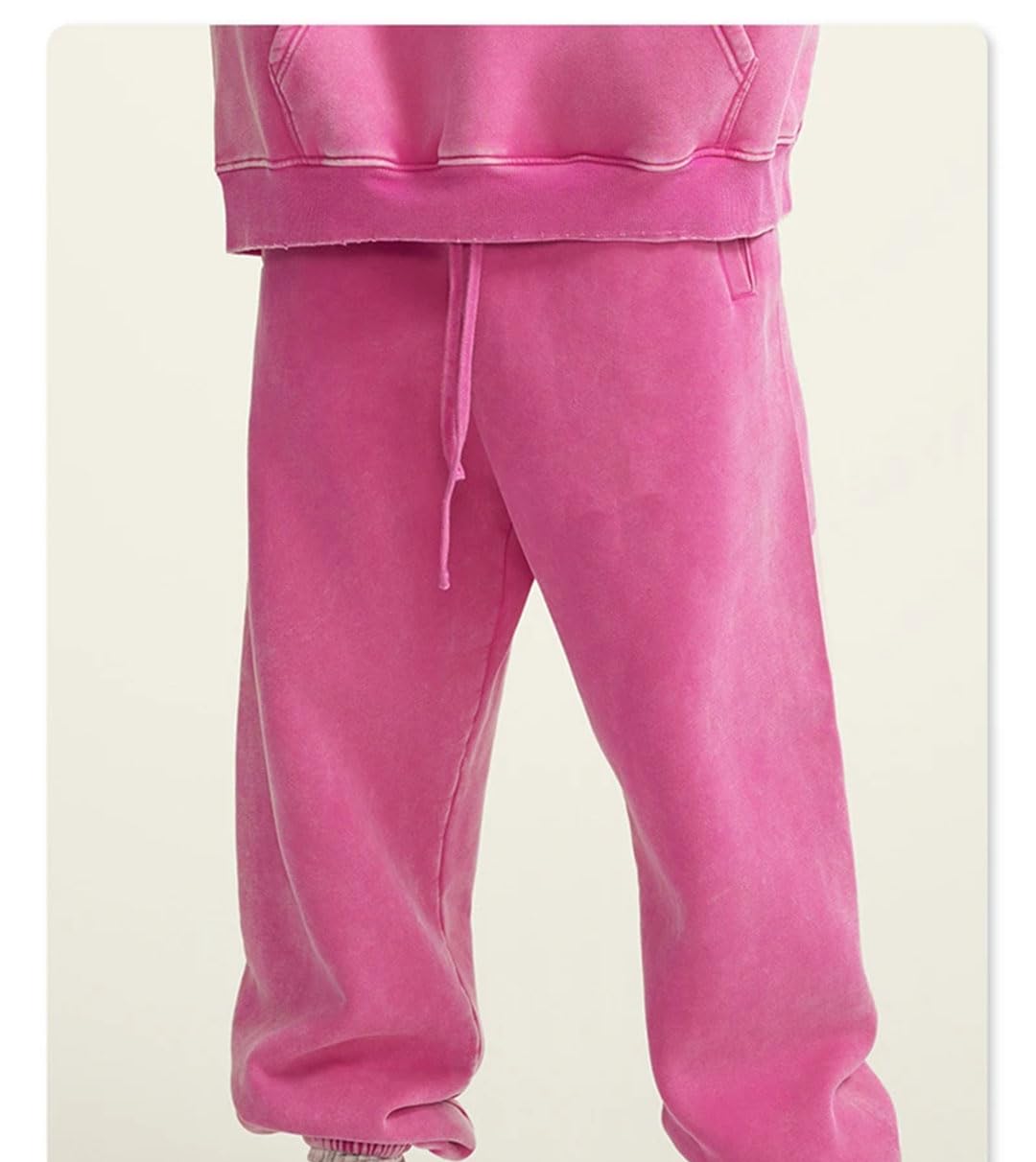 Men's Retro Fleece Sweatpants Elastic Waist Loose Fit Casual Solid Joggers Pants