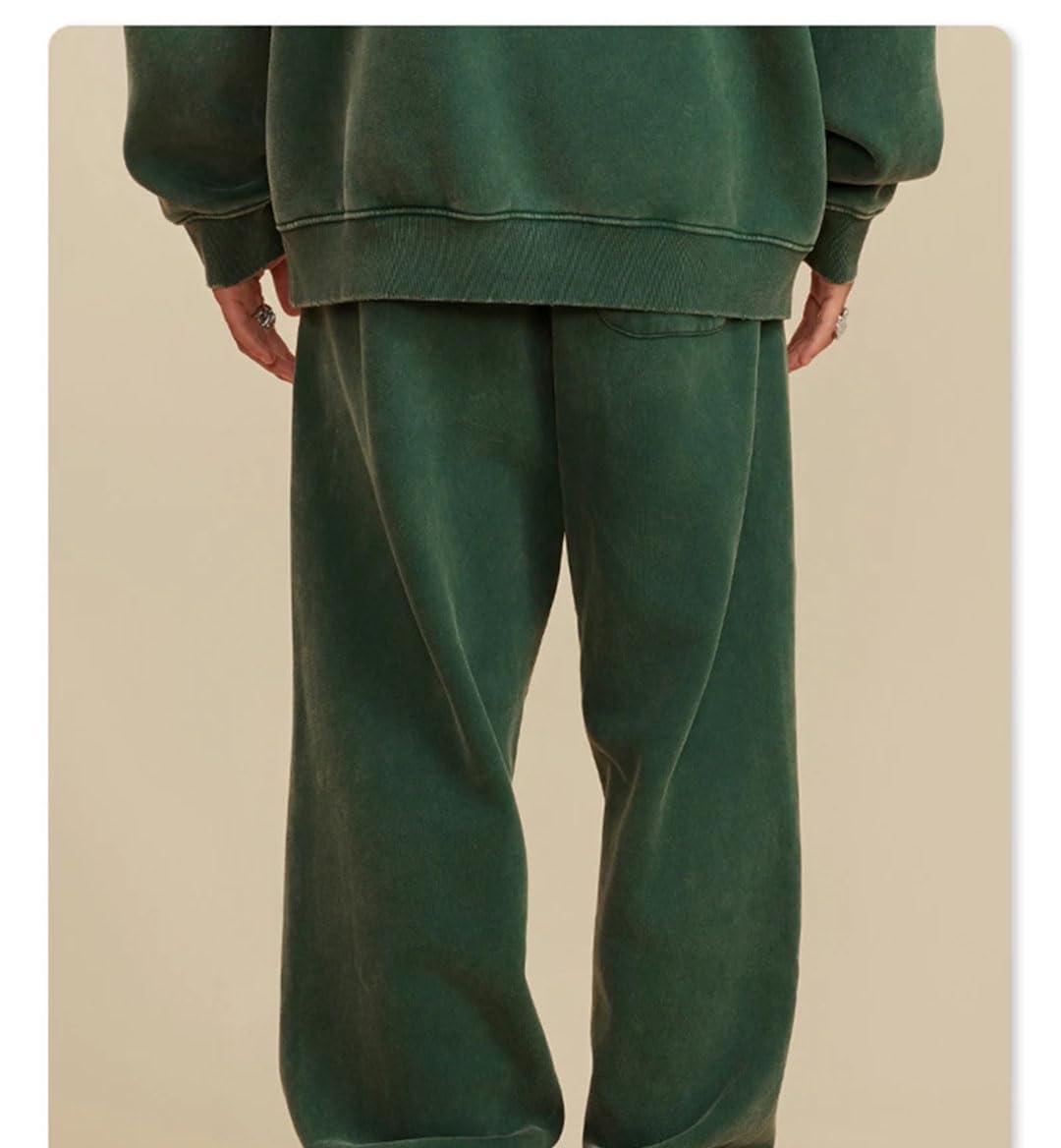 Men's Retro Fleece Sweatpants Elastic Waist Loose Fit Casual Solid Joggers Pants