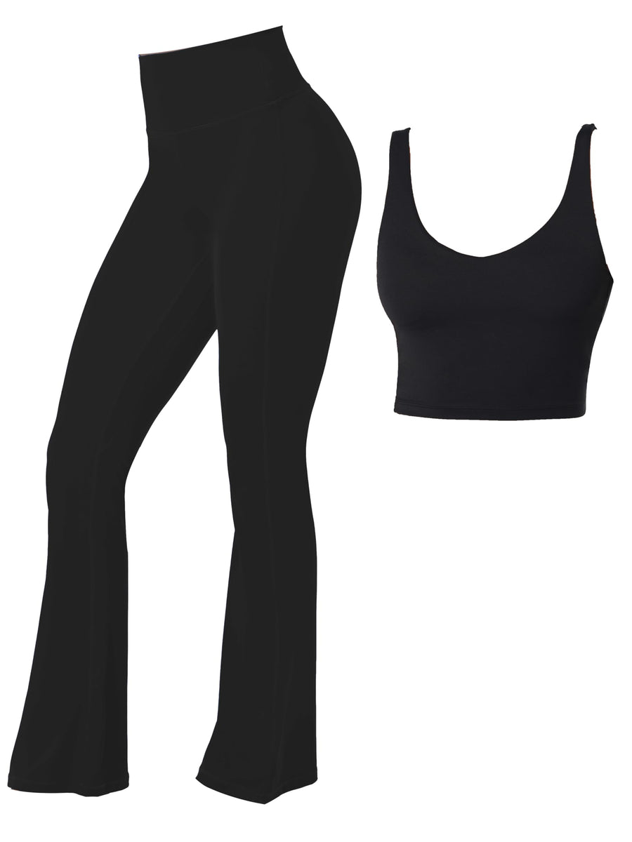 Mini Flare Yoga Leggings & Sports Bra Set