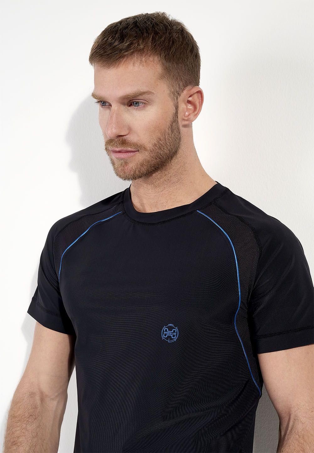 Black Crew Neck Sports Lab T-Shirt 403046-0004 by HOM