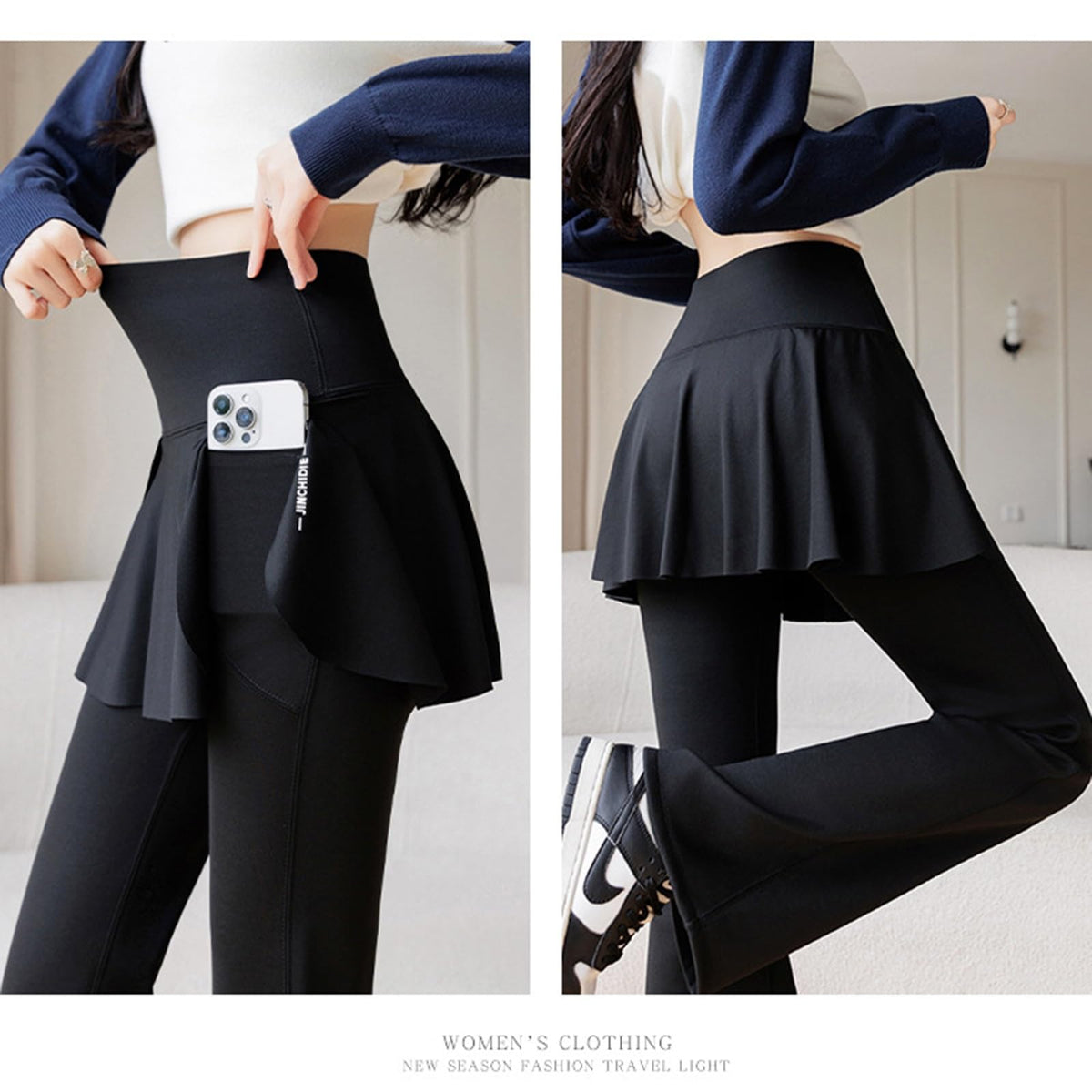 High Waist Flared Yoga Leggings with Pockets